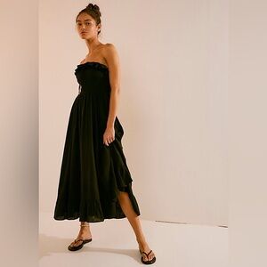 NWT Free People Lush Life Linen Strapless Midi Dress